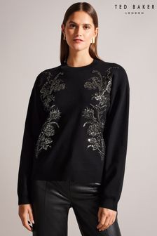 Ted Baker Hazlie Black Embellished Sweater (Q76844) | €91