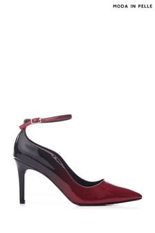 Moda in Pelle Natural Cristel Swirl Cut Topline Ankle Strap Court Shoes (Q76871) | OMR46