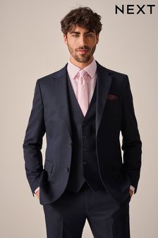 Navy Slim Fit Textured Suit (Q76889) | HK$552