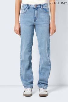 NOISY MAY Blue High Waisted Straight Leg Jeans (Q77013) | $58