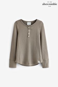 Abercrombie & Fitch Jersey Offener Ausschnitt Langarm-T-Shirt Braun (Q77049) | 15 €