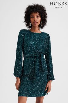 Hobbs Green Bette Sequin Dress (Q77157) | OMR93