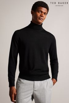 Negru - Ted Baker Rainger Merino Roll Neck T-shirt (Q77185) | 537 LEI