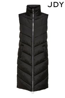 JDY Black Dark Longline Padded Quilted Gilet (Q77414) | 127 SAR