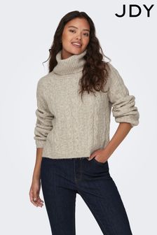JDY Cream Chunky Cable Knit Roll Neck Jumper (Q77434) | $62
