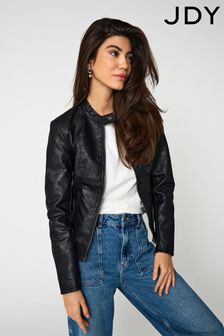 JDY Petite Faux Leather Biker Jacket