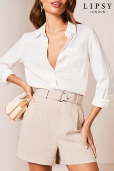 Lipsy Belted Shorts With A Touch Of Linen