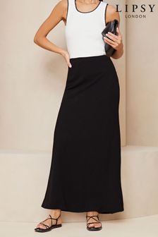 Lipsy Black Maxi Skirt With Touch Of Linen (Q77471) | 157 QAR