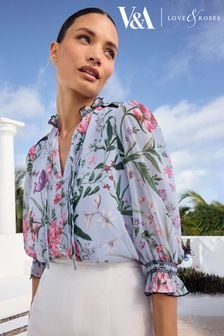 V&A | Love & Roses блузка с контрастными рукавами и принтом (Q77574) | €51