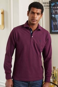 Savile Row Company Langärmeliges Polo-Shirt, Violett (Q77619) | 70 €