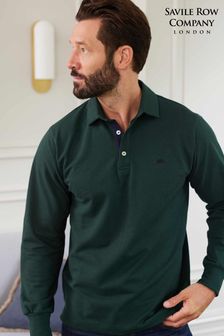 Savile Row Company Langärmeliges Polo-Shirt, Dunkelgrün (Q77632) | 70 €