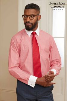 Savile Row Company Red Stripe Classic Fit Double Cuff Formal Shirt (Q77635) | kr714