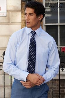 Savile Row Company Blue Classic Fit 100% Cotton Double Cuff Formal Shirt (Q77773) | $94