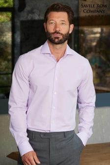 Savile Row Company Lilac Purple Slim Gingham Single Cuff Formal Shirt (Q77774) | kr920 - kr1 010