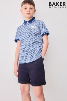 ブルー - Baker By Ted Baker Printed 100% Cotton Polo Shirt (Q77880) | ￥3,950 - ￥5,130