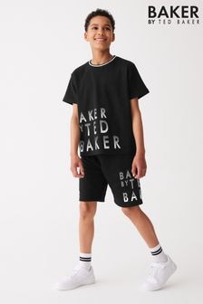 Baker by Ted Baker 100% Cotton Graphic Black T-Shirt and Shorts Set (Q77897) | $51 - $63