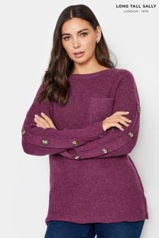 Long Tall Sally Purple Button Sleeve Jumper (Q77923) | €39