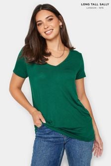 Long Tall Sally Green Basic V-Neck Top (Q77925) | AED105