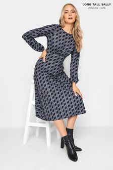 Long Tall Sally Charcoal Grey Spot Print Midi Dress (Q77935) | kr441
