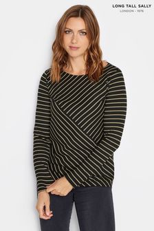 Long Tall Sally Black Cut About Striped Top (Q77940) | OMR14