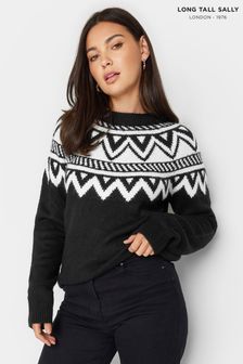 Long Tall Sally Black Fairisle Placement Jumper (Q77947) | kr441