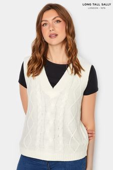 Long Tall Sally White Cable Knit Sweater Vest (Q77985) | €12.50