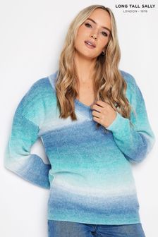 Long Tall Sally Blue Ombre V-Neck Jumper (Q78010) | AED189