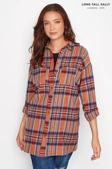 Long Tall Sally Red Oversized Check Shirt (Q78014) | AED172