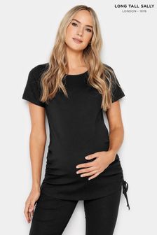 Long Tall Sally Black Maternity Drawstring Ruched T-Shirt (Q78030) | kr260