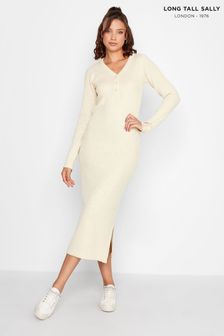 Long Tall Sally Natural Ribbed Long Sleeve Midaxi Dress (Q78032) | kr649