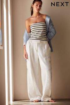 Белый - Широкие льняные брюки-карго Blend (Q78056) | €36