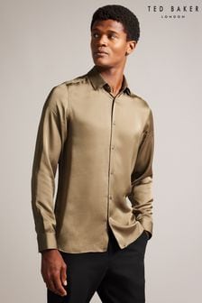 Ted Baker Natural Corato Tan Long Sleeve Party Shirt (Q78098) | €46