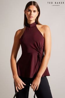 Ted Baker Red Malean Twisted Waist Halter Neck Top (Q78106) | €93