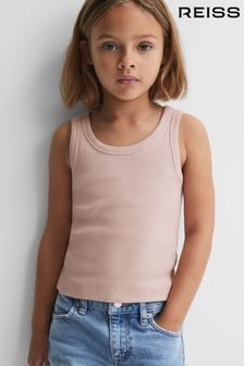 Reiss Pale Pink Violet Cotton Blend Ribbed Vest (Q78157) | $27