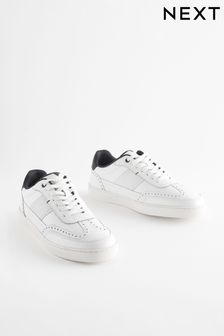 White Leather Brogue Trainers (Q78162) | KRW97,000
