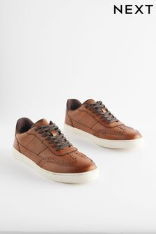 Tan Brown Leather Brogue Trainers (Q78166) | $78