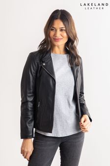 Lakeland Leather Grey Nateby Centre Zip Leather Biker Jacket (Q78258) | $547