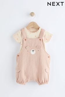 Neutral Bear Woven Dungarees And Bodysuit Set (0mths-2yrs) (Q78368) | NT$800 - NT$890