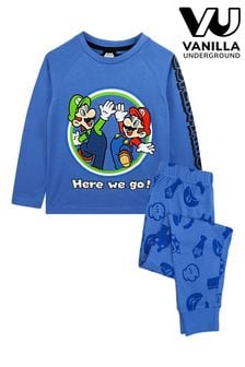 Modra Super Mario - Vanilla Underground otroška pižama z dolgimi hlačnicami (Q78578) | €19