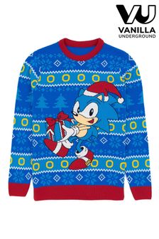 Vanilla Underground Blue Sonic Mens Christmas Jumper (Q78598) | €63