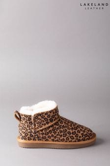 Lakeland Leather Ladies Sheepskin Mini Boots Brown Slippers (Q78671) | 421 QAR