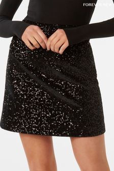 Forever New Black Sierra Sequin Mini Skirt (Q78773) | LEI 358