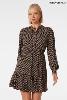 Forever New Black Shiri Belted Dress (Q78784) | $151
