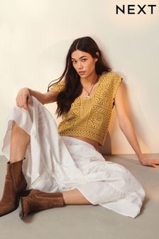 Ochre Yellow Crochet Tank (Q78809) | $47