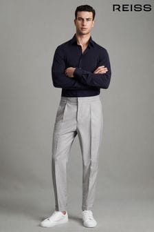 Reiss Grey Brighton Relaxed Drawstring Trousers with Turn-Ups (Q78838) | SGD 362