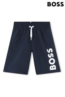Темно-синий - Пляжные шорты с логотипом Boss (Q78848) | €74 - €88