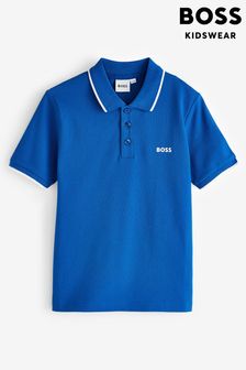 Синий - Рубашка поло с короткими рукавами и логотипом Boss (Q78867) | €72 - €85
