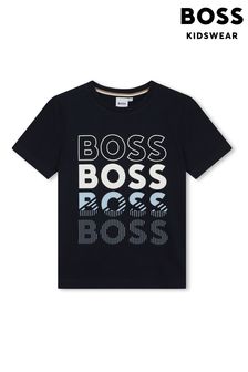 BOSS Dark Navy Blue Short Sleeved Logo T-Shirt (Q78873) | SGD 126 - SGD 149