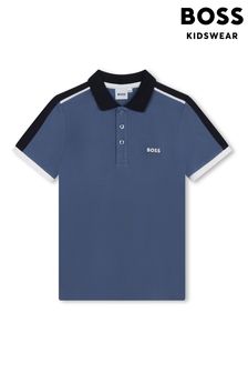 BOSS Blue Short Sleeved Logo Colourblock Polo Shirt (Q78891) | €102 - €114