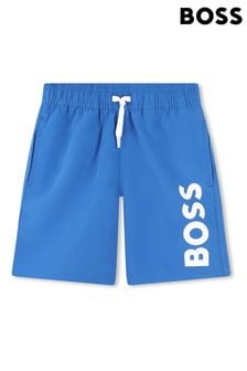 Синий - Пляжные шорты с логотипом Boss (Q78897) | €74 - €88